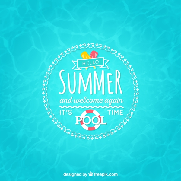 夏日游泳池海报矢量素材图片