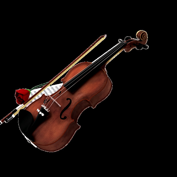 深红色小提琴免抠png透明素材