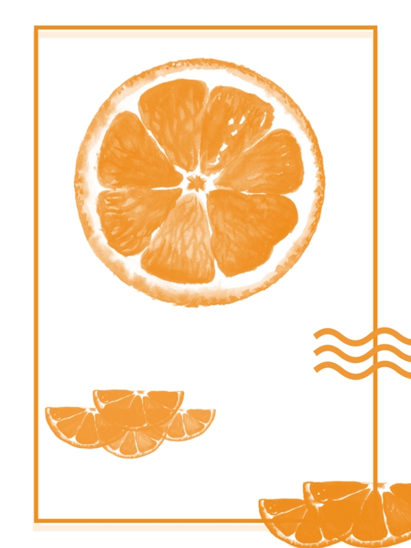 小清新夏日手绘橙子背景素材