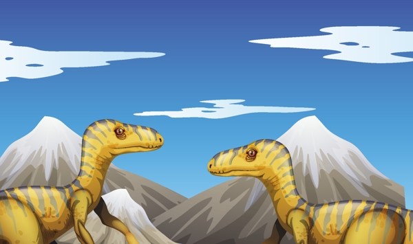 恐龍和山峰創(chuàng)意插圖
