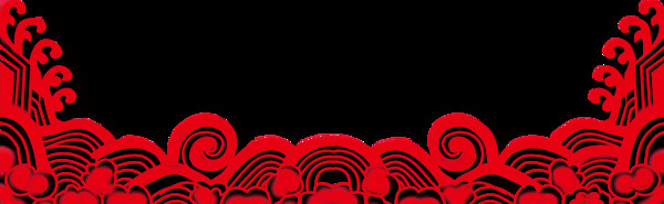 紅色剪紙浪花png元素