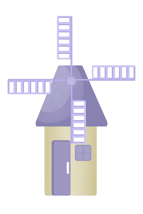 浅紫色的风车建筑插画