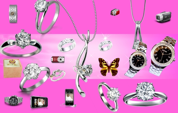 超大清晰珠宝钻石手表手机蝴蝶图片