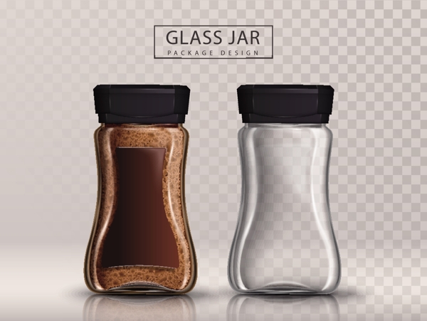 咖啡与透明玻璃罐矢量素材下载