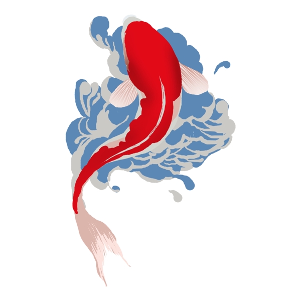 新年紅色鯉魚png元素