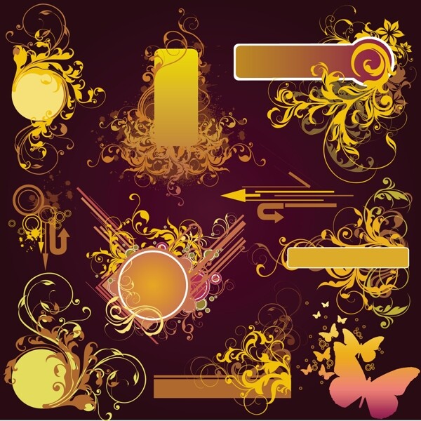 歐美花紋1493矢量EPS
