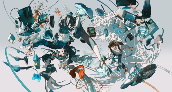 彩色動(dòng)漫人物插畫背景圖片