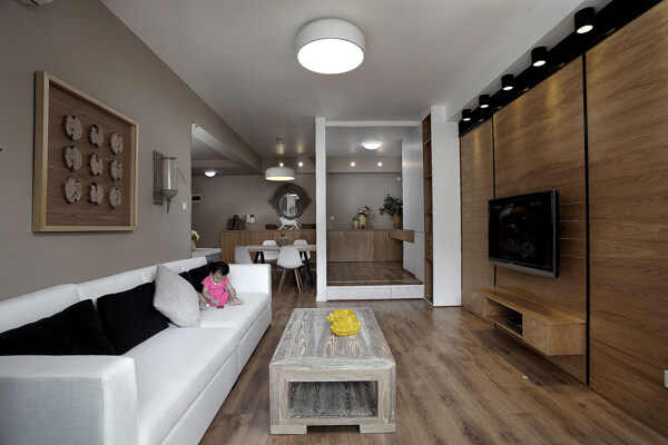 现代时尚客厅亮白色沙发室内装修效果图