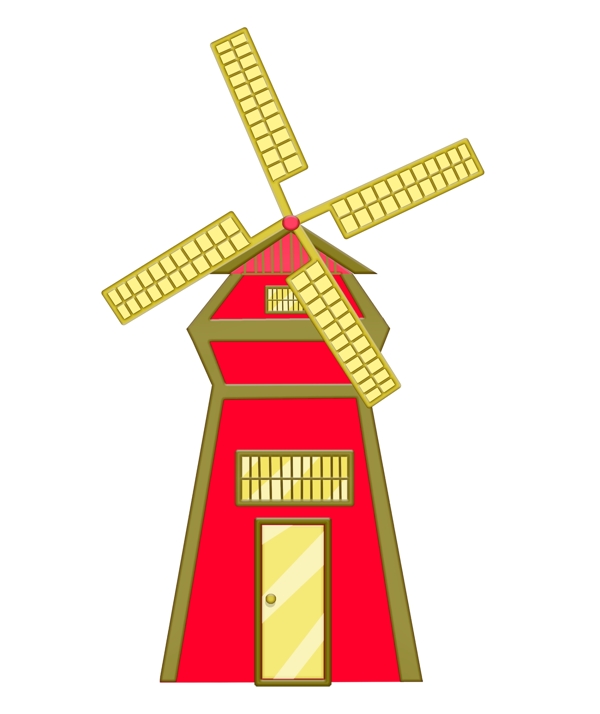 红色的风车装饰插画