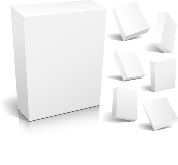 的三维盒空白模板矢量素材不同角度