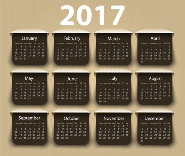 褐色背景2017年日历图片
