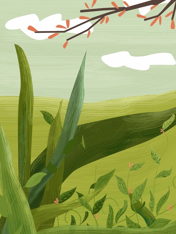 治愈系植物插畫背景