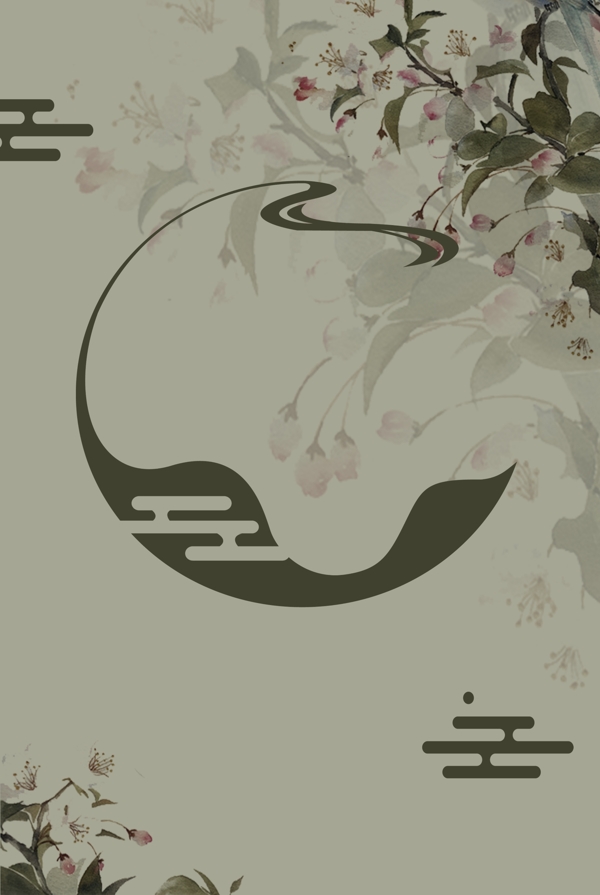 清新中式綠色古典背景