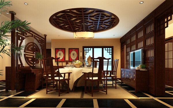 中式餐厅模型版式设计