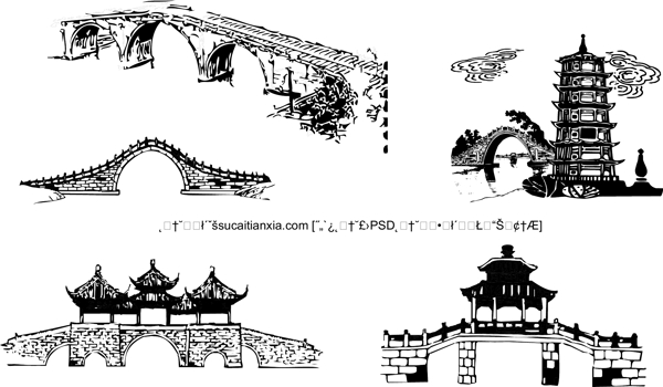 傳統(tǒng)橋梁建筑矢量素材下載