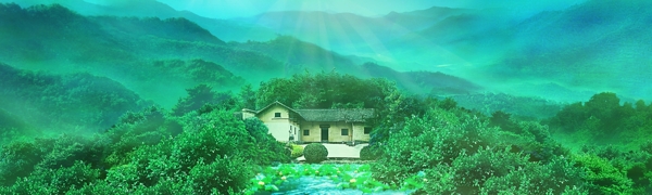 韶山翠绿色房子图片