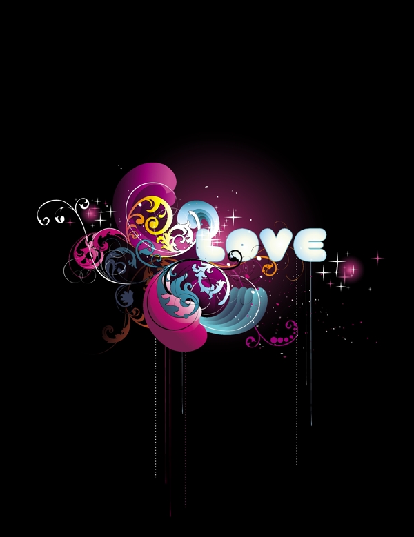 2款潮流love主題矢量素材