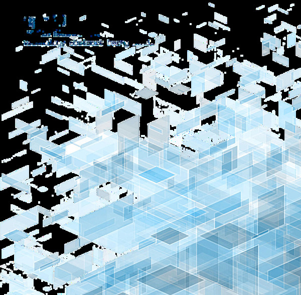 蓝色透明立体方块科技背景图