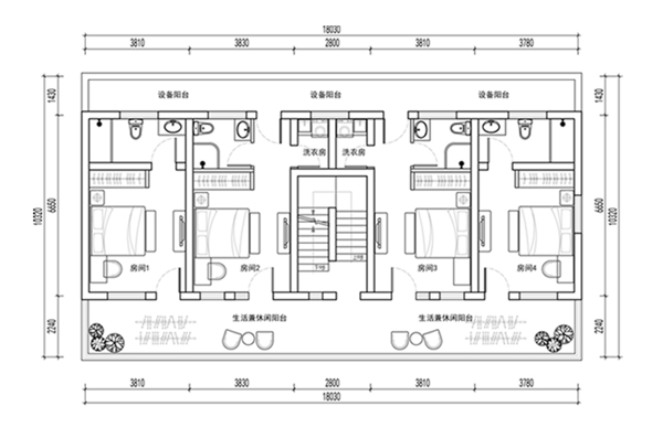 酒店客房层CAD平面方案
