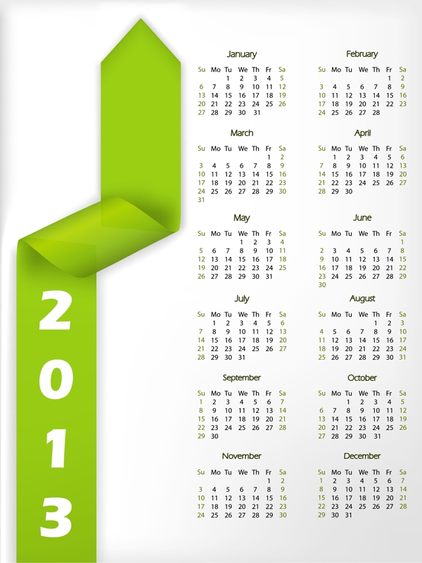 綠色2013日歷