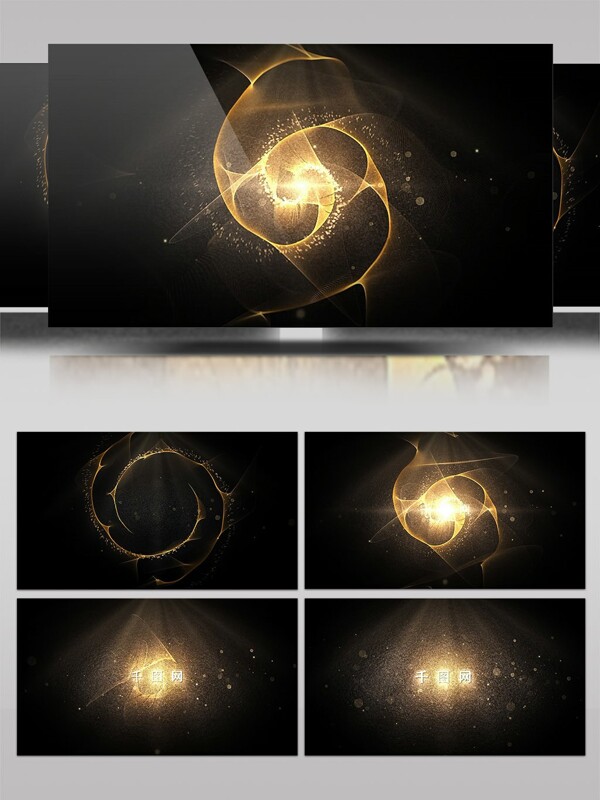 飘逸的金色光环粒子揭示标志AE模板