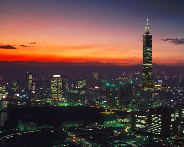 台北101夜景图片