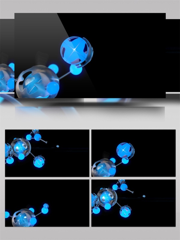 蓝色玻璃球粒子科技视频素材