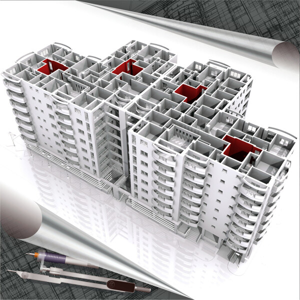 3D楼层建筑表现图图片