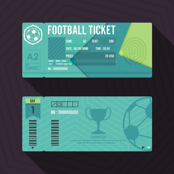 创意足球世界杯门票卡通矢量素材