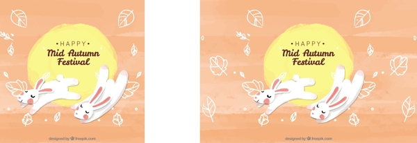 两只可爱的兔子中秋节