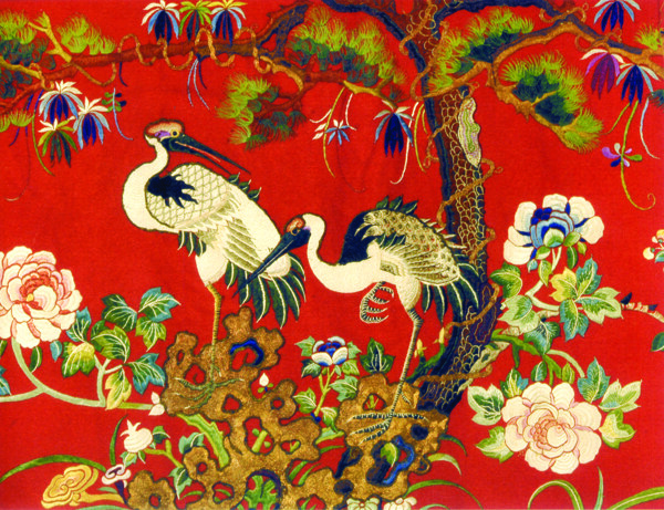 中国传统文化元素刺绣鹤