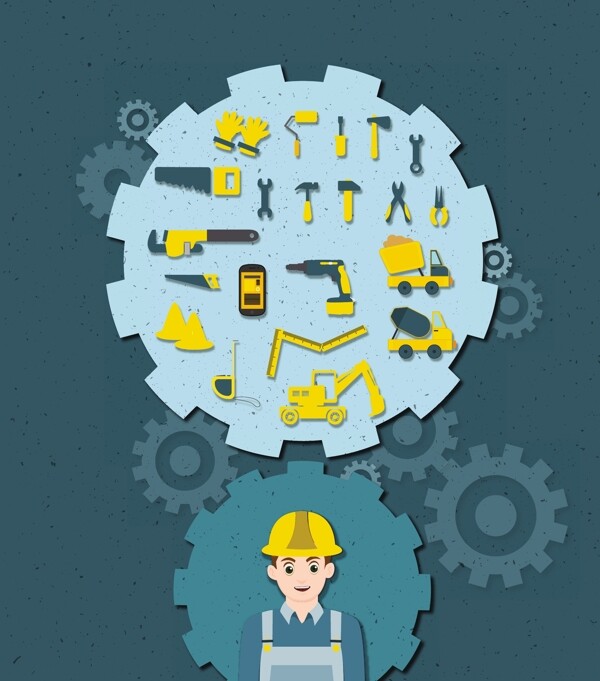建设服务理念与工具和齿轮图标自由向量