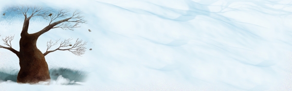 白色雪人雪景banner背景