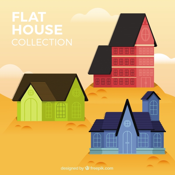 彩色房屋的平面设计背景素材
