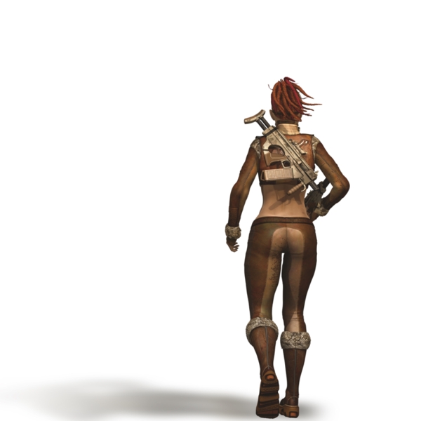 CG女战士背面带通道