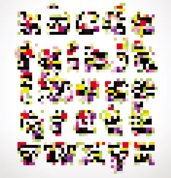 數(shù)字和字母組成的花朵矢量素材