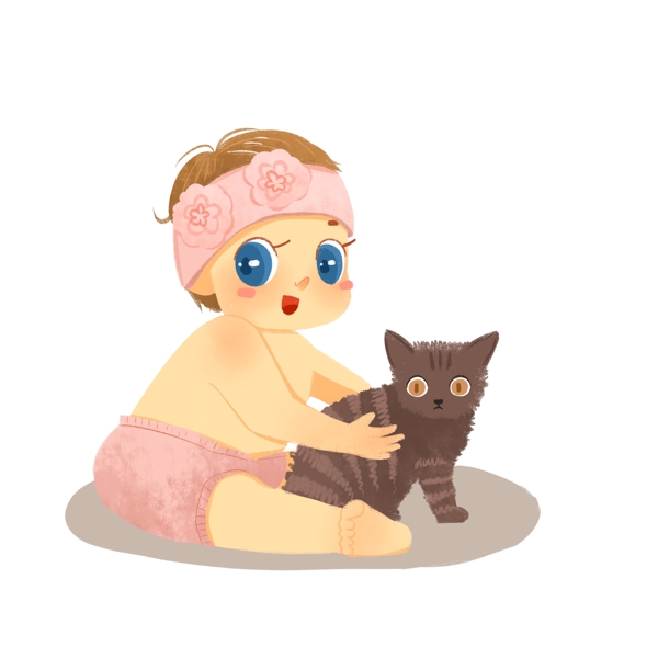 小宝宝和可爱小猫咪