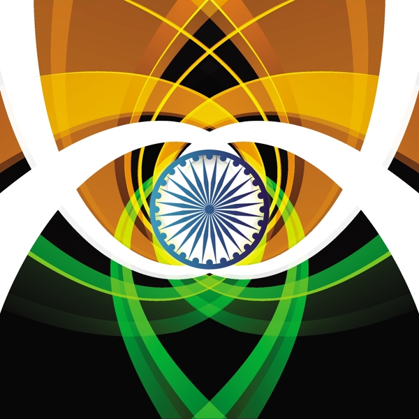 印度国旗三色波浪背景