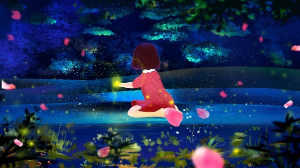 唯美創(chuàng)意手繪治愈森林公主插畫