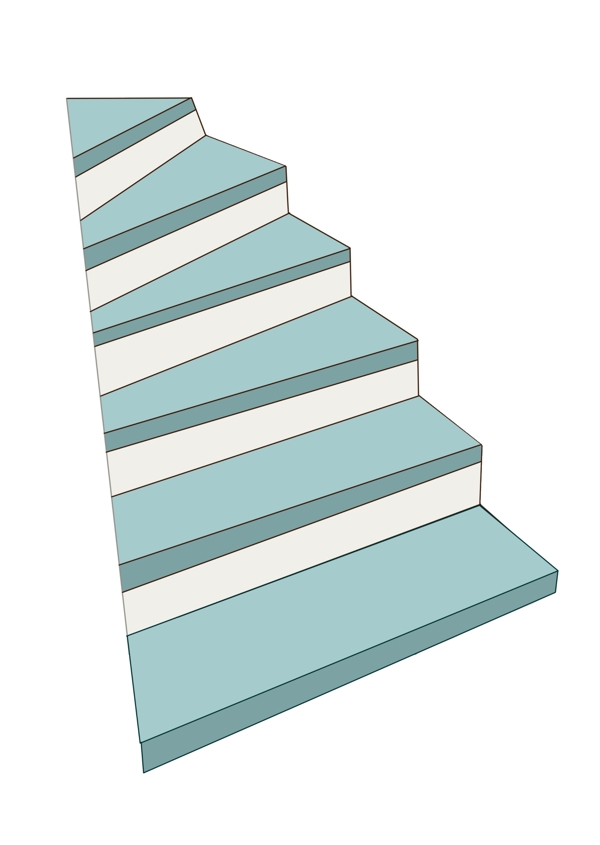 天蓝色的楼梯插画