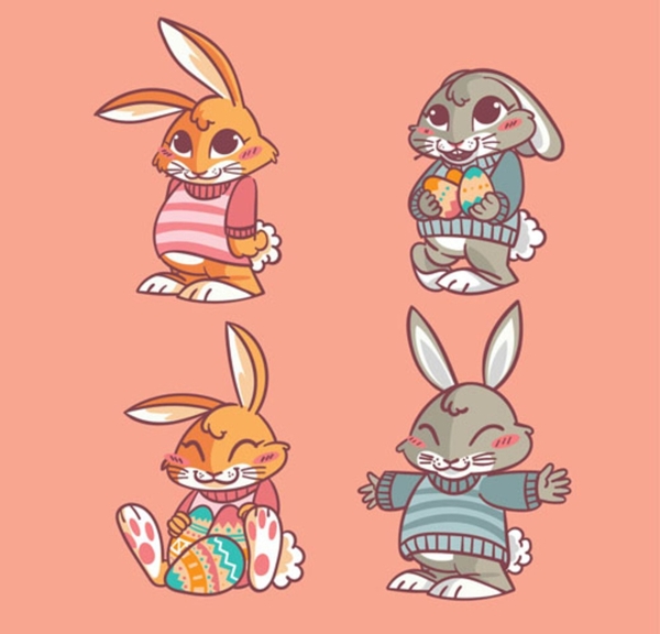 复活节快乐的卡通兔子