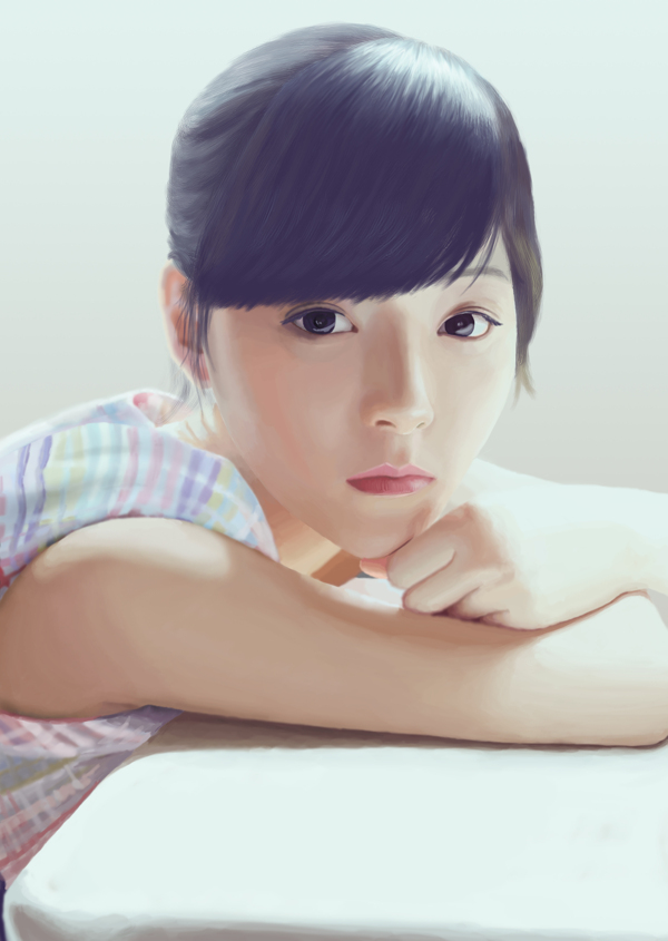 手繪美女圖片