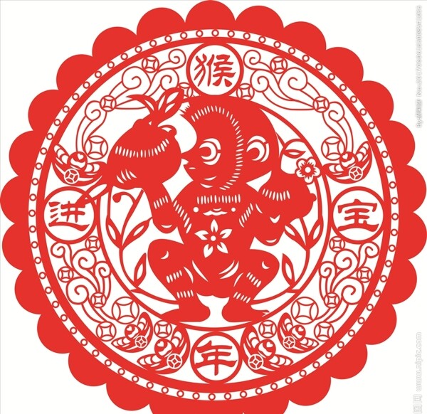猴子剪紙