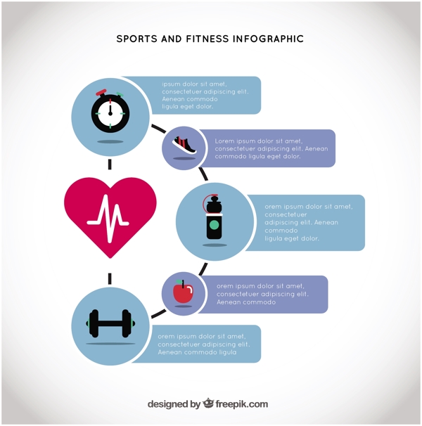 運動與健身infography與主的心