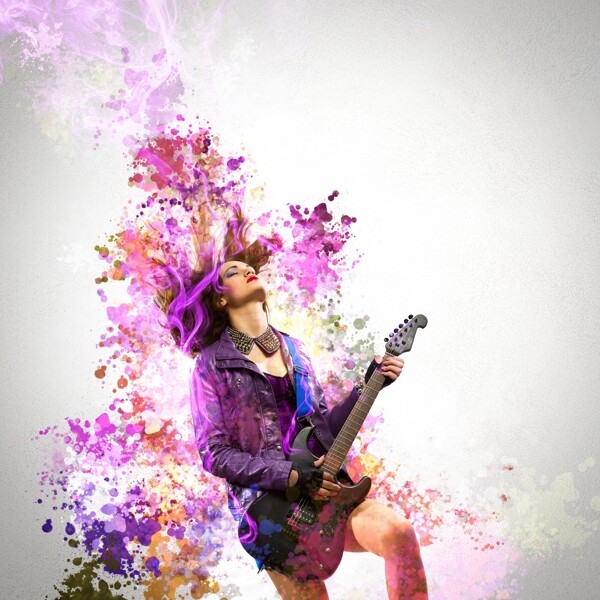 弹吉他的摇滚女孩图片