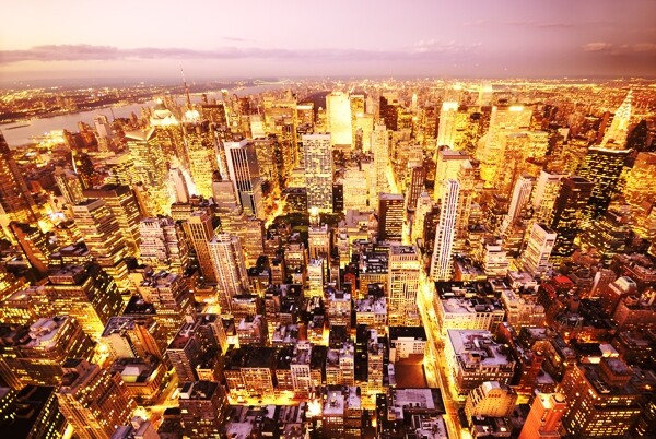 高清城市夜景鸟瞰图风景画
