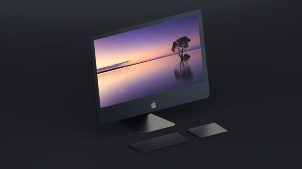 暗黑色系苹果mac台式电脑样机