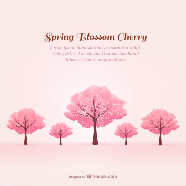 春季粉色樱花树矢量素材