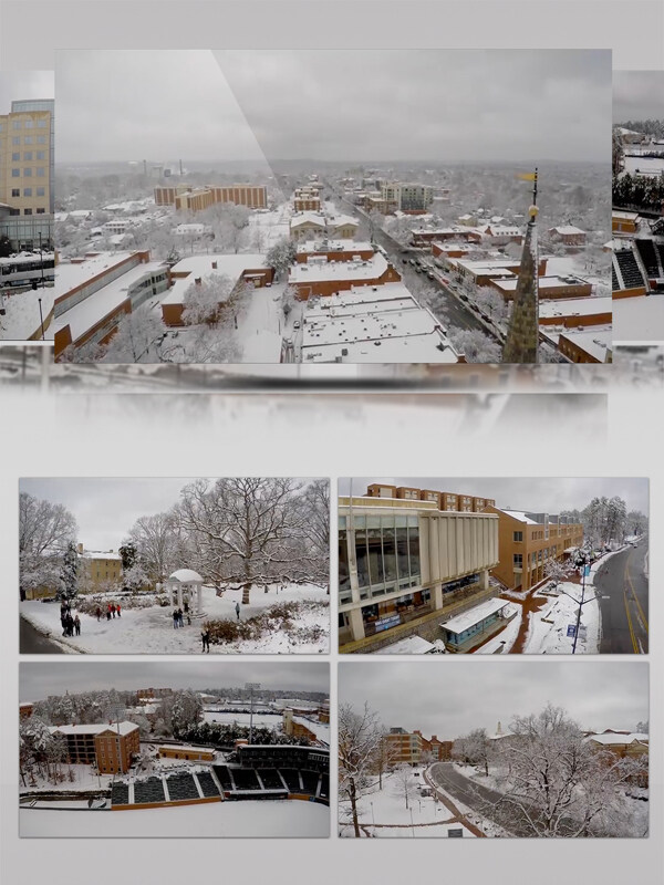 瑞典白雪覆盖的教堂航拍高清视频