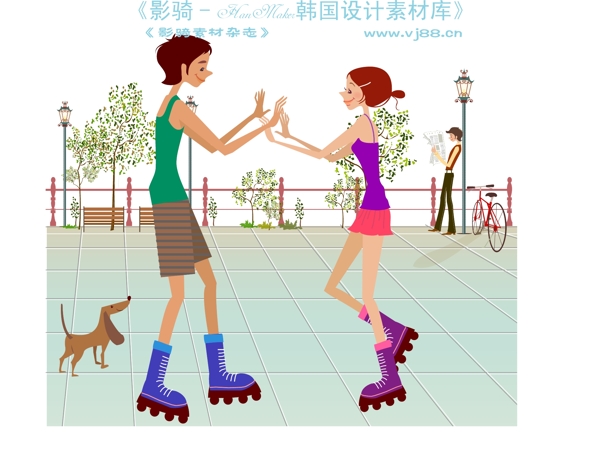 時尚人物簡筆手繪人物矢量素材矢量圖片HanMaker韓國設(shè)計素材庫